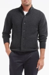 Barbour Elbow Patch Wool Cardigan In Charcoal Marl
