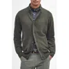 Barbour Seaweed Green Button-front Knit Sweater With Ribbed Detailing In Seaweed
