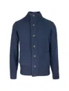 Barbour Elbow-patch Button-up Cardigan In Blue