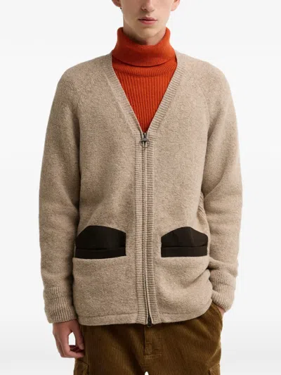Barbour Elbow-patch Zip-up Cardigan In Brown