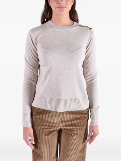 Barbour Eleanor Button-detail Crew-neck Sweater In Red