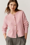 Barbour Elina Cable-knit Cardigan Sweater In Pink