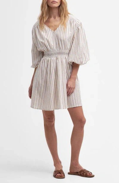 Barbour Ella Stripe Minidress In White/tannin