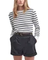 Barbour Ellewood Stripe Cotton Crewneck Sweater In Cloud/navy