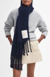 Barbour Ellison Oversize Tassel Scarf In Navy Blue