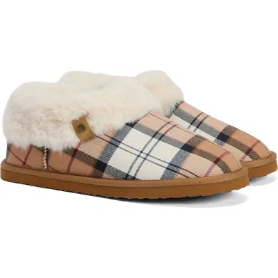 Barbour Eloise Faux Fur Lined Scuff Slipper In Hessian Tartan