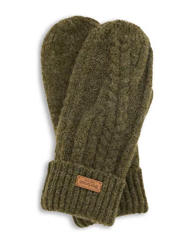 Barbour Elsdon Cable Knit Mittens In Green