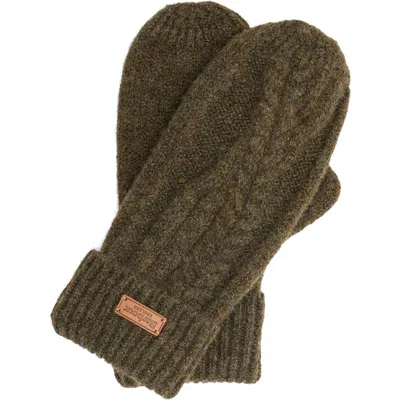 Barbour Elsdon Cable Knit Mittens In Olive
