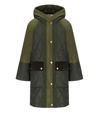 Barbour Elspeth Quilted Green Hooded Jacket In Multi