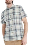 Barbour Embleton Plaid Short Sleeve Cotton Button-up Shirt In Aqua