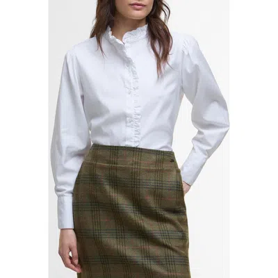 Barbour Embleton Ruffle Cotton Button-up Shirt In White