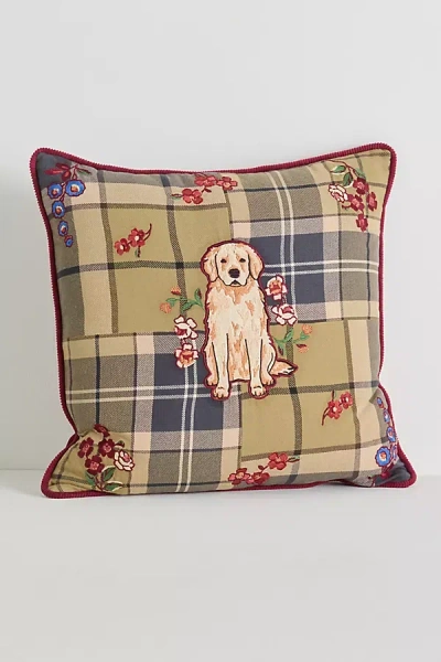 Barbour Embroidered Corduroy Tartan Dog Cushion