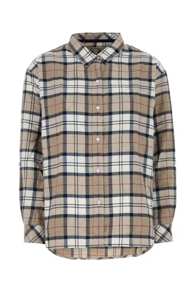 Barbour Embroidered Flannel Shirt In White
