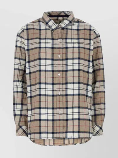 BARBOUR EMBROIDERED FLANNEL SHIRT WITH LONG CUFFED SLEEVES