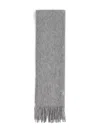 Barbour Embroidered-logo Fringed Scarf In Gray