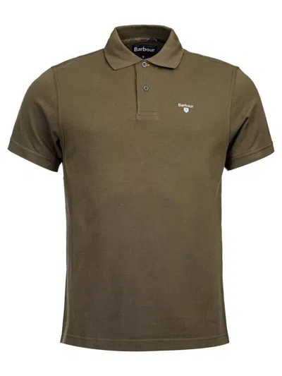 Barbour Embroidered Logo Polo With Button Fastening - Short Sleeves, Size M In Green