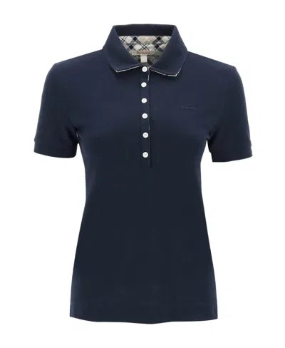 Barbour Embroidered-logo Short-sleeve Polo Top In Navy