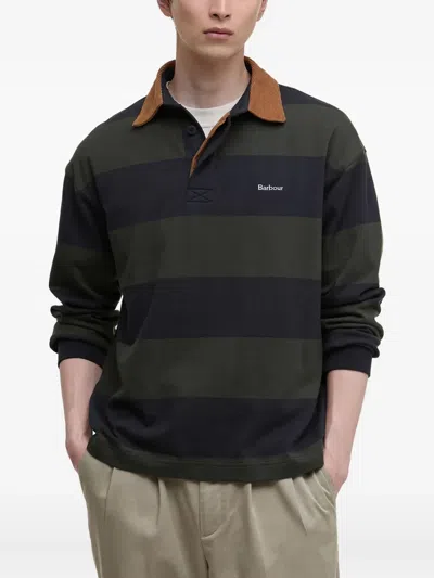 Barbour Embroidered-logo Stripe-pattern Polo Shirt In Multi