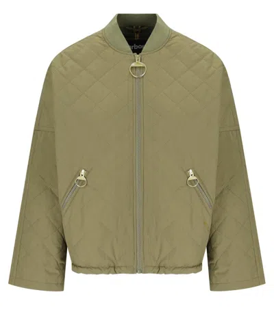 Barbour Emlyn Dusky Green Quilted Bomber Jacket
