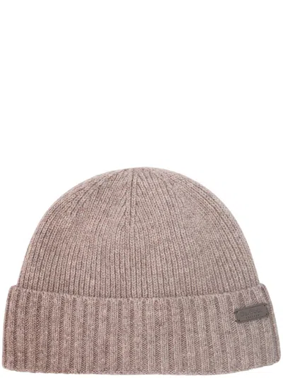 Barbour England Embossed Wool-blend Edge Hat In Brown