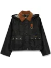 Barbour Black Erma Jacket With Pockets And Velvet Collar In Black