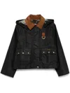 Barbour Black Erma Jacket With Pockets And Velvet Collar In Black