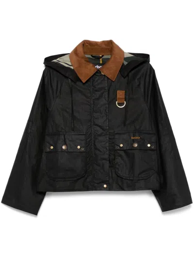 Barbour Black Erma Jacket With Pockets And Velvet Collar