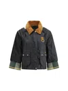 Barbour Black Erma Jacket With Pockets And Velvet Collar In Black/ancient Tartan