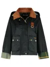 Barbour Black Erma Jacket With Pockets And Velvet Collar In Black
