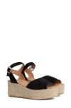 Barbour Espadrille Platform Sandal In Black Suede