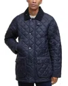 Barbour Diamond-quilting Corduroy-collar Jacket In Blue