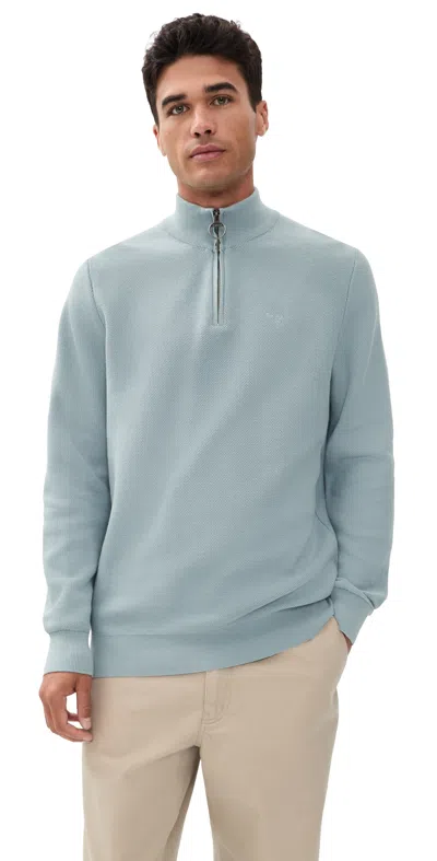 Barbour Essential Honeycomb Half Zip Sweater Slate In Blue