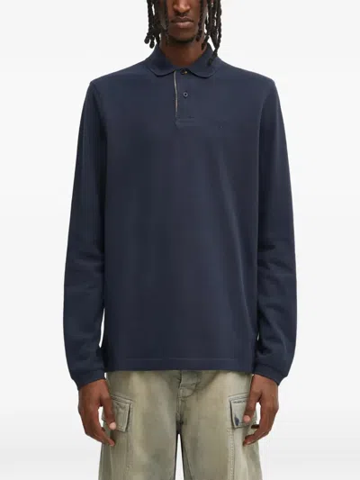 Barbour Essential Long-sleeve Polo Shirt In Blue