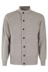 Barbour Fine Knit Wool Zip-through Sweater With High Neck And Button Closure In Neutral