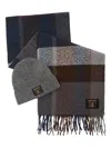 Barbour Esterdale Check-pattern Beanie Scarf Set In Gray