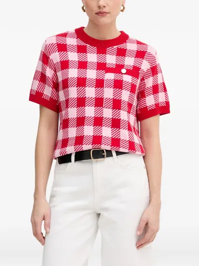 Barbour Esther Gingham-pattern Top In Red
