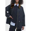 Barbour Esther Water Resistant Waxed Cotton Jacket In Royal Navy/dress Tartan