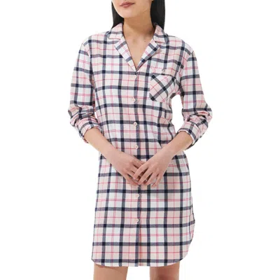 Barbour Etta Tartan Brushed Cotton Nightshirt In Pink/navy Tartan