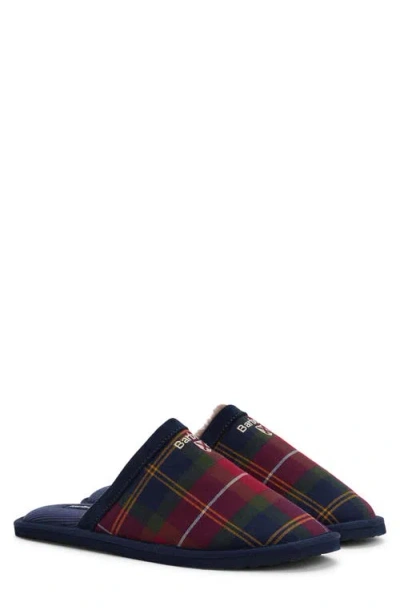 Barbour Everitt Tartan Mule Slipper In Animal Print