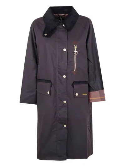 Barbour Evette Corduroy-collar Parka In Purple