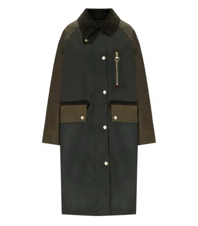 BARBOUR EVETTE WAX GREEN LONG JACKET