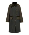 Barbour Long Length Waxed Jacket With Contrast Collar In Gray
