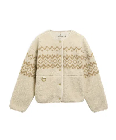 Barbour Fair Isle Fleece Round Neck Jacket In Neutral