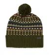 Barbour Marlow Fair Isle Pom Beanie Hat In Green