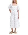 Barbour Fairacre Embroidered Floral Cutout Cotton Poplin Midi Dress In Multi