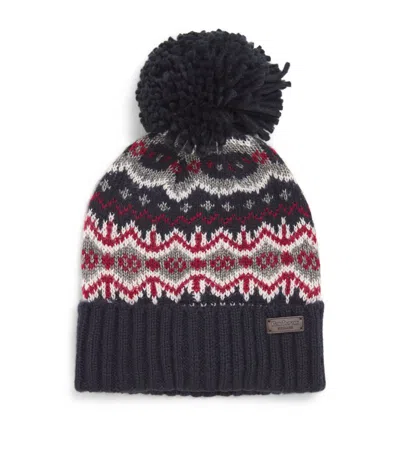 Barbour Fairisle Beanie In Blue