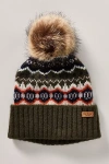 Barbour Fairisle Pom Pom Beanie In Green