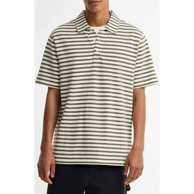 Barbour Farlam Textured Stripe Cotton Polo In White