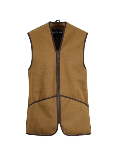 Barbour Faux Fur Zip Vest In Brown