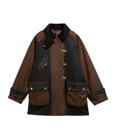 Barbour Felton Checked Waxed Jacket In Brown